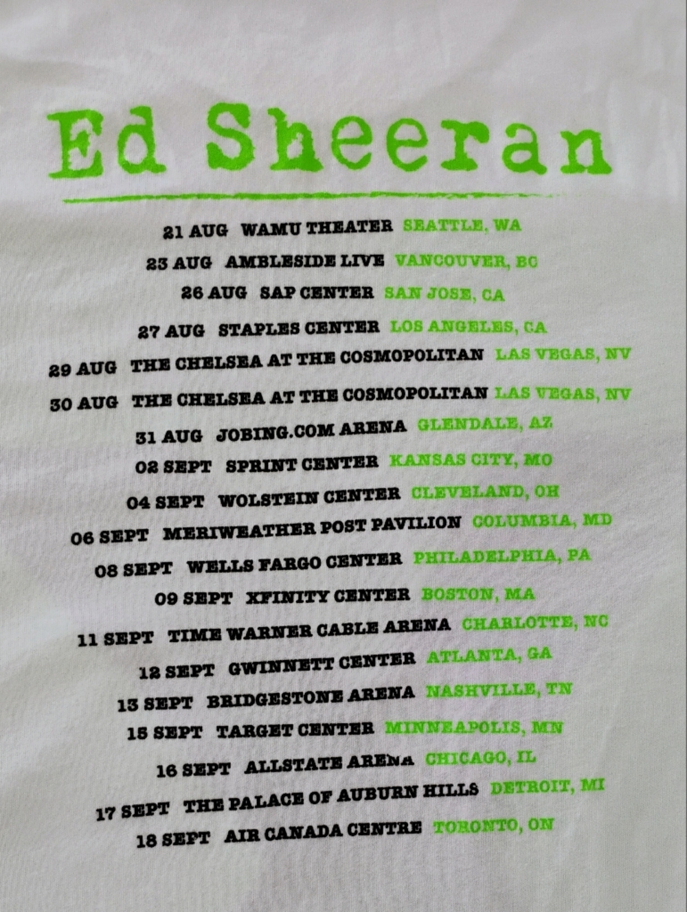Ed Sheeran "X" Multiply Music Tour T-Shirt Like New Medium - Picture 4 of 6